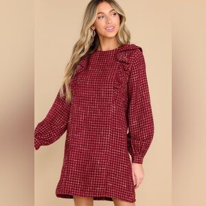 Red Dress Boutique FEELING GIFTED BURGUNDY MULTI TWEED DRESS